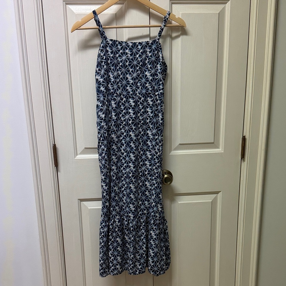 GAP Navy and White Printed Midi Dress